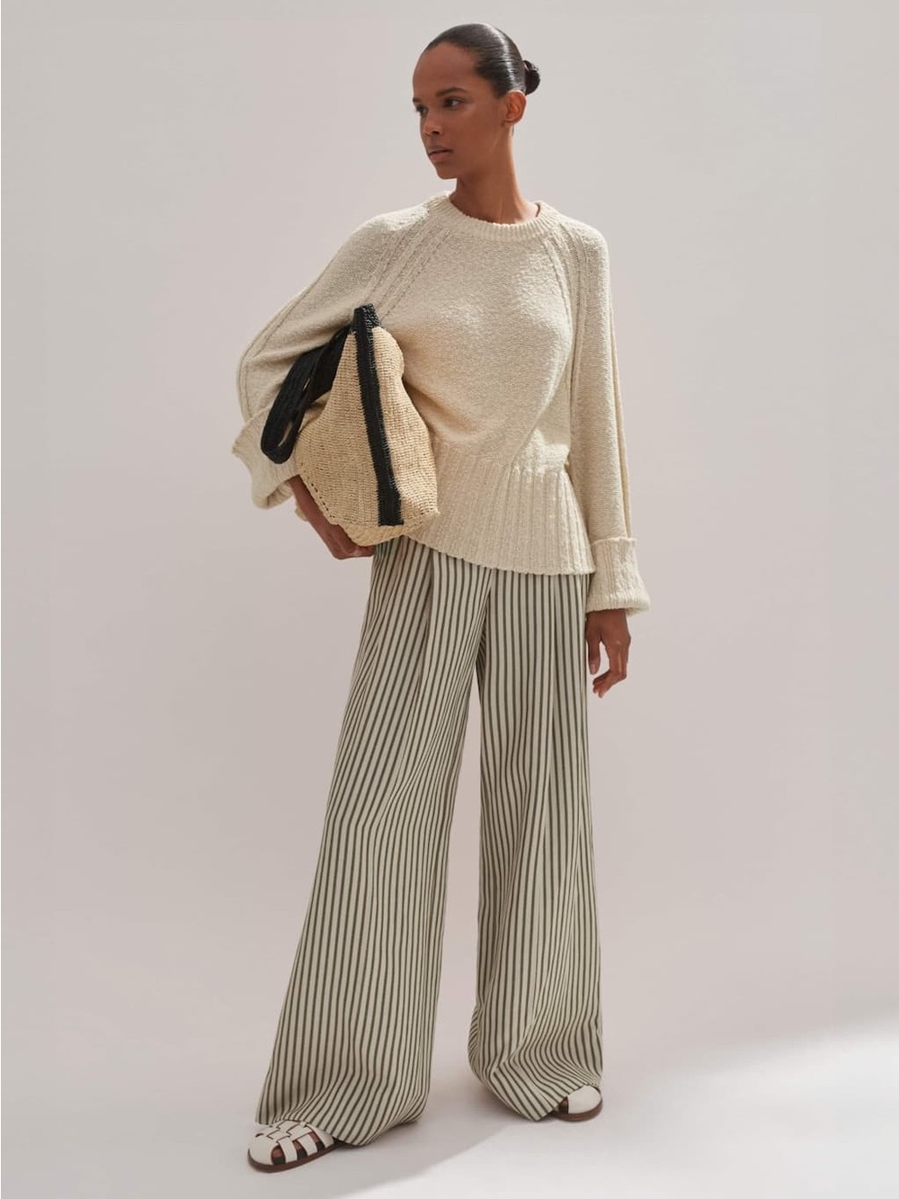 ME+EM Fluid Stripe Straight-Leg Pant